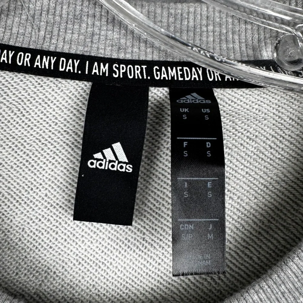 Adidas Mens Small Gray Heather Logo Crewneck‎ Sweatshirt French Terry Pullover